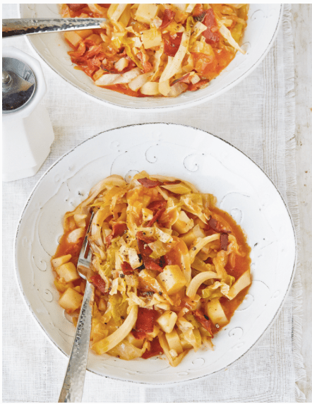 Vegan "Bacon" and Cabbage by JL Fields from Vegan Pressure Cooking
