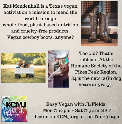 Vegan cowboy boots + adopting senior pets on Easy Vegan with JL Fields