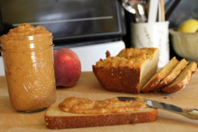 peach butter on the bread