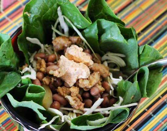 Soy Curl and Pinquito Bean Burrito Bowl | JL Fields | JLgoesVegan.com