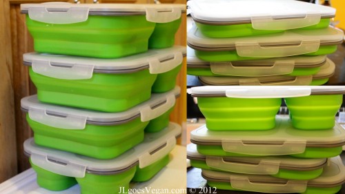 Smart Planet EC-34 Large 3-Compartment Eco Silicone Collapsible Lunch Box, Green