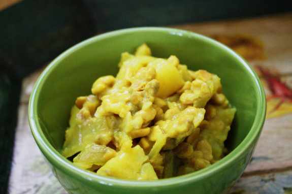 Tempeh and Potato Coconut Curry bowl by JL Fields on @jlgoesvegan