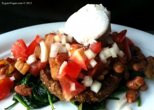 Anasazi Bean & Potato Chili Sprout Burger, JL Fields, JL goes Vegan,